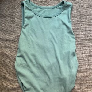 Teal Sleeveless Ribbed Top
